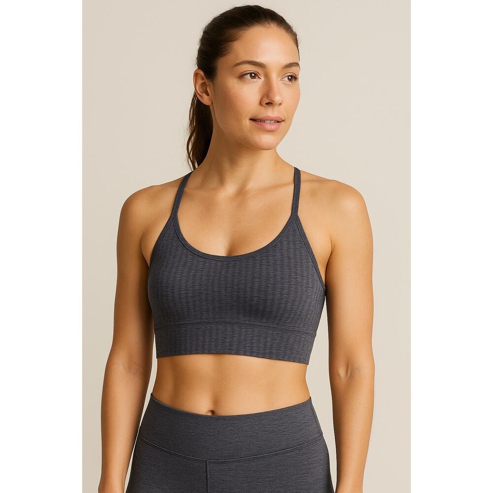 Athleta Seamless Strappy Back Sports Bra Women’s Size M Blue  Heather Medium